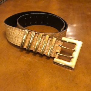 Authentic Escada Gold Alligator Belt